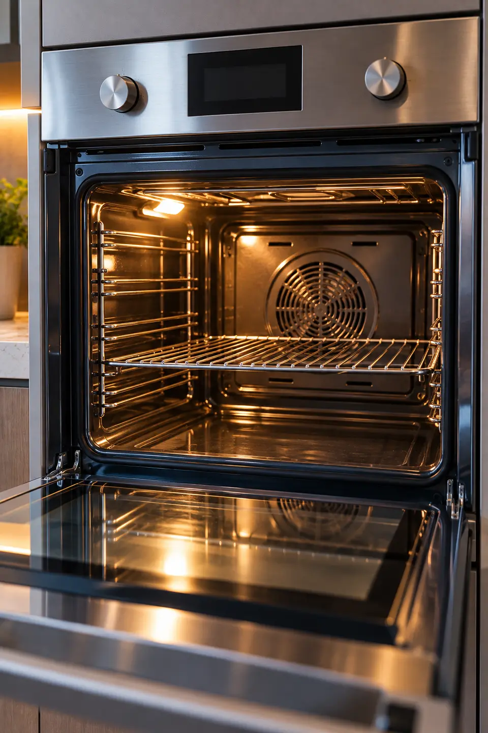 interior iluminado de um forno